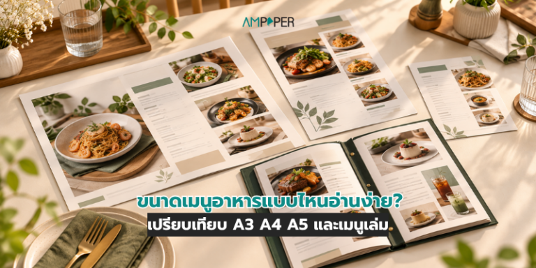 ขนาดเมนูอาหารแบบไหนอ่านง่าย? เปรียบเทียบ A3 A4 A5 และเมนูเล่ม